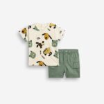 Βρεφικό σετ μπλούζα-βερμούδα σταθερή αγόρι εκρού-χακί FUNKY 126-804102-1