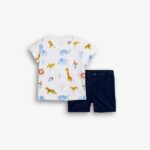 Βρεφικό σετ μπλούζα-βερμούδα σταθερή αγόρι λευκό-ραφ FUNKY 126-804105-1
