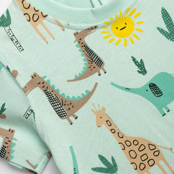 Βρεφικό σετ μπλούζα-βερμούδα σταθερή αγόρι aqua-καφέ FUNKY 126-804116-1