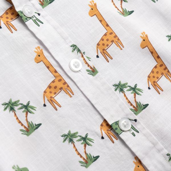 Βρεφικό σετ πουκάμισο-βερμούδα σταθερή αγόρι λευκό-λαδί FUNKY 126-822101-1