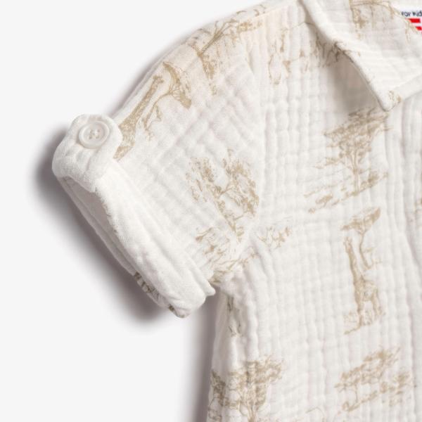 Βρεφικό σετ βαμβακερό μπλούζα-παντελόνι αγόρι εκρού-μπεζ FUNKY 126-822119-1