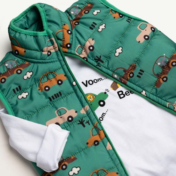 Βρεφικό σετ 3τμχ με αμάνικο αγόρι πράσινο-λευκό-μαύρο Funky 126-895123-1