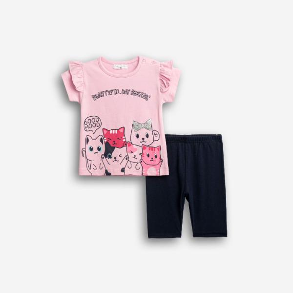 Βρεφικό σετ μακό κολάν κάπρι κορίτσι ροζ-μπλε FUNKY 126-919106-2