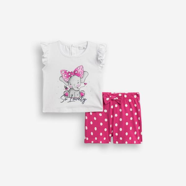Βρεφικό σετ μακό σορτς κορίτσι λευκό-φούξια FUNKY 126-924100-1