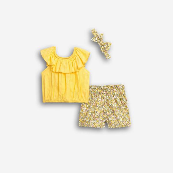 Βρεφικό σετ καλοκαιρινό σορτς κορίτσι κίτρινο FUNKY 126-925103-1