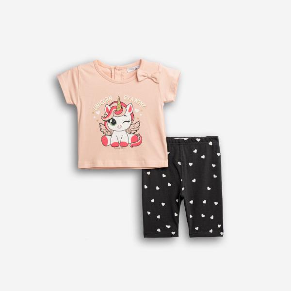 Βρεφικό σετ μακό κάπρι κορίτσι ροζ-ανθρακί FUNKY 126-939101-1