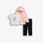 Βρεφικό σετ 3τμχ με ζακέτα αχνούδιαστη κορίτσι ροζ-λευκό-ανθρακί FUNKY 126-995106-1
