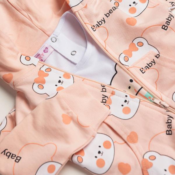 Βρεφικό σετ 3τμχ με ζακέτα αχνούδιαστη κορίτσι ροζ-λευκό-ανθρακί FUNKY 126-995106-1