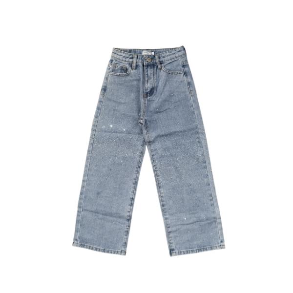 Παιδικό παντελόνι τζιν με στρας κορίτσι μπλε B5676