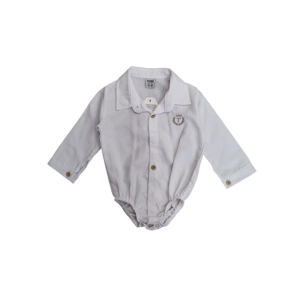 Βρεφικό σετ πουκάμισο-παντελόνι αγόρι λευκό-μπεζ 2445