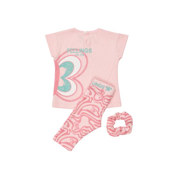 Παιδικό σετ μακό καλοκαιρινό μπλούζα-κολάν κάπρι κορίτσι ροζ SPRINT 261-2029-803