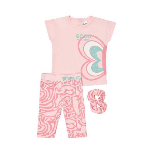 Παιδικό σετ μακό καλοκαιρινό μπλούζα-κολάν κάπρι κορίτσι ροζ SPRINT 261-2029-803