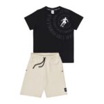 Παιδικό σετ καλοκαιρινό βερμούδα αγόρι μαύρο-μπεζ Sprint 261-3003-200