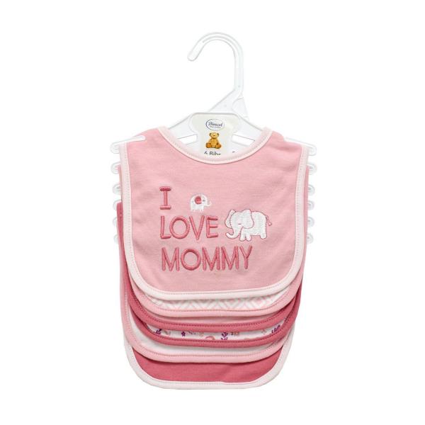 Σαλιάρες σετ 6τμχ. με velcro Elephant Pink Dimcol 31300702004