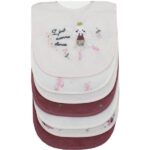 Σαλιάρες σετ 7τμχ. με velcro και αδιάβροχη επένδυση Ballerina White-Pink Dimcol 31300702006