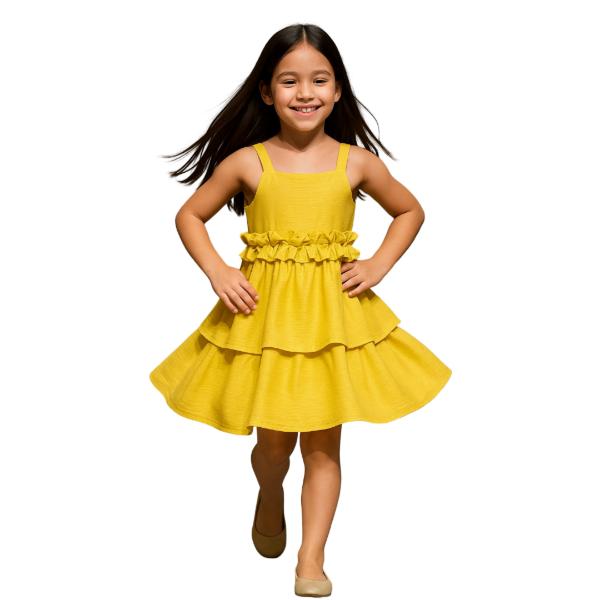 Παιδικό καλοκαιρινό φόρεμα κίτρινο Serafino 6517