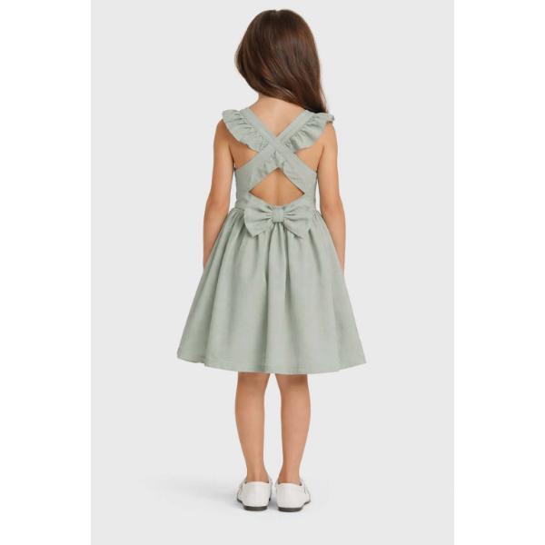 Παιδικό καλοκαιρινό φόρεμα αμάνικο λαδί Serafino 6541