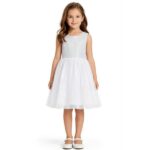 Παιδικό καλοκαιρινό φόρεμα λευκό-ασημί Serafino 6543-1