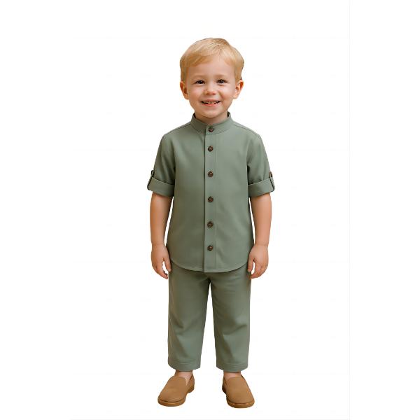 Παιδικό καλοκαιρινό σετ λινό πουκάμισο-παντελόνι αγόρι μέντα Mamma Natura 67246723
