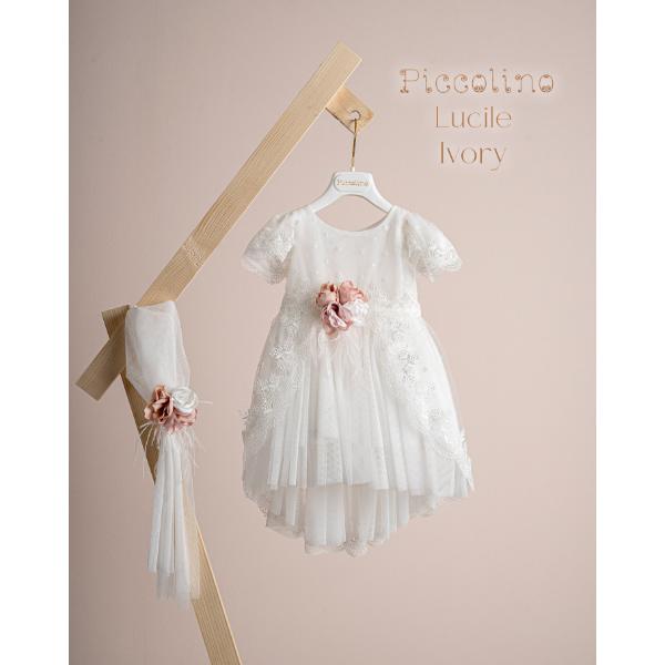 Piccolino Βαπτιστικό Φόρεμα για Κορίτσι DR25S151.IVORY Lucile Ivory