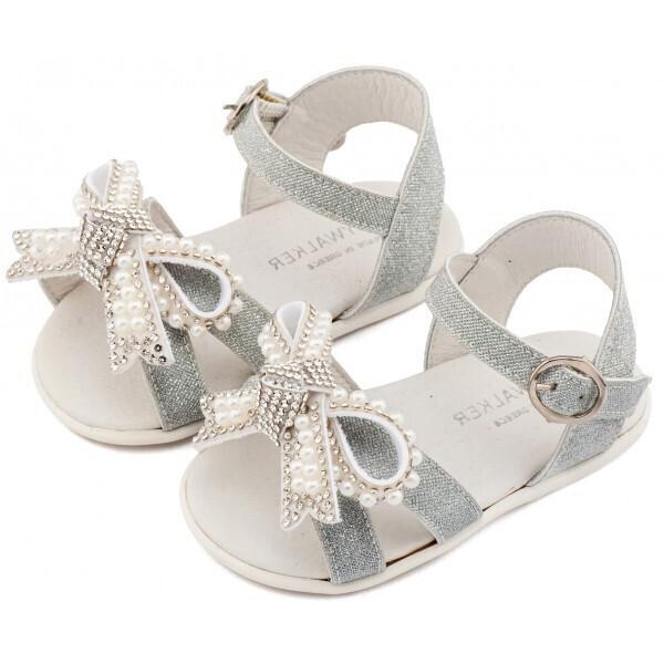 Βαπτιστικά Δερμάτινα Πέδιλα Αγκαλιάς BABYWALKER Ασημί PRI2655