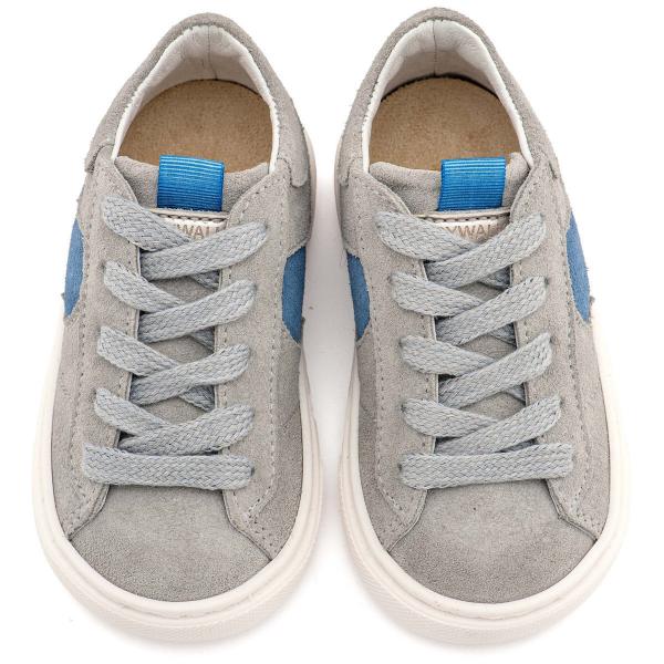 Βαπτιστικά Δερμάτινα Sneakers BABYWALKER Γκρι-Μπλε ρουά EXC8002