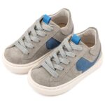 Βαπτιστικά Δερμάτινα Sneakers BABYWALKER Γκρι-Μπλε ρουά EXC8002