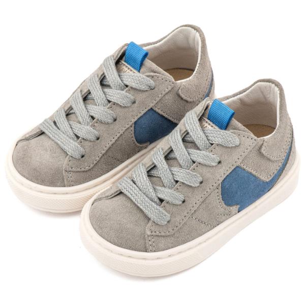 Βαπτιστικά Δερμάτινα Sneakers BABYWALKER Γκρι-Μπλε ρουά EXC8002