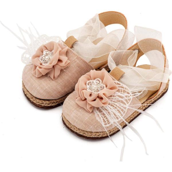 Βαπτιστικές Υφασμάτινες Εσπαντρίγιες BABYWALKER Εκρού-Νουντ EXC5905