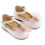 Βαπτιστικές Δερμάτινες Μπαλαρίνες BABYWALKER Εκρού-Ροζ BW4890