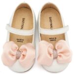 Βαπτιστικές Δερμάτινες Μπαλαρίνες BABYWALKER Εκρού-Ροζ BW4893