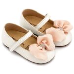 Βαπτιστικές Δερμάτινες Μπαλαρίνες BABYWALKER Εκρού-Ροζ BW4893