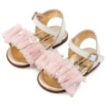 Βαπτιστικά Δερμάτινα Πέδιλα Αγκαλιάς BABYWALKER Εκρού-Ροζ PRI2656