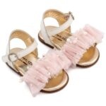 Βαπτιστικά Δερμάτινα Πέδιλα Αγκαλιάς BABYWALKER Εκρού-Ροζ PRI2656