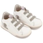 Βαπτιστικά Δερμάτινα Sneakers BABYWALKER Λευκό-Γκρι EXC8005