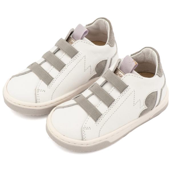 Βαπτιστικά Δερμάτινα Sneakers BABYWALKER Λευκό-Γκρι EXC8005
