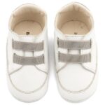 Παπούτσια Βαπτιστικά Δερμάτινα Sneakers Αγκαλιάς BABYWALKER Λευκό-Γκρι MI1137