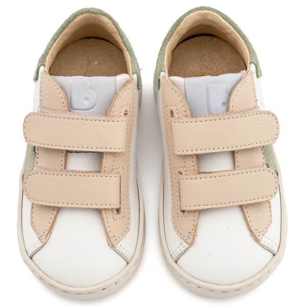 Βαπτιστικά Δερμάτινα Sneakers BABYWALKER Λευκό-Εκρού-Μέντα EXC5316