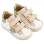 Βαπτιστικά Δερμάτινα Sneakers BABYWALKER Λευκό-Εκρού-Μέντα EXC5316
