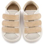Παπούτσια Βαπτιστικά Δερμάτινα Sneakers Αγκαλιάς BABYWALKER Λευκό-Μπεζ BS3096