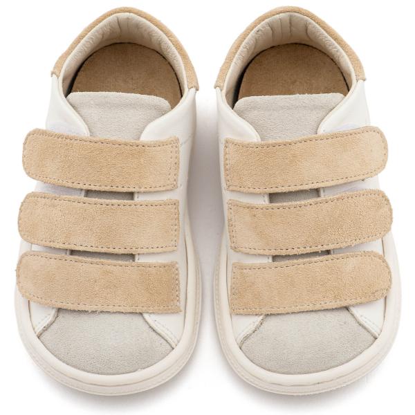 Παπούτσια Βαπτιστικά Δερμάτινα Sneakers Αγκαλιάς BABYWALKER Λευκό-Μπεζ BS3096