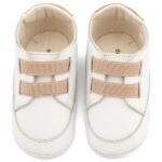 Παπούτσια Βαπτιστικά Δερμάτινα Sneakers Αγκαλιάς BABYWALKER Λευκό-Μπεζ MI1137