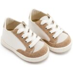 Παπούτσια Βαπτιστικά Δερμάτινα Sneakers Αγκαλιάς BABYWALKER Λευκό-Μπεζ PRI2120