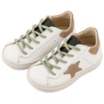 Βαπτιστικά Δερμάτινα Sneakers BABYWALKER Λευκό-Μπεζ-Μέντα EXC5315