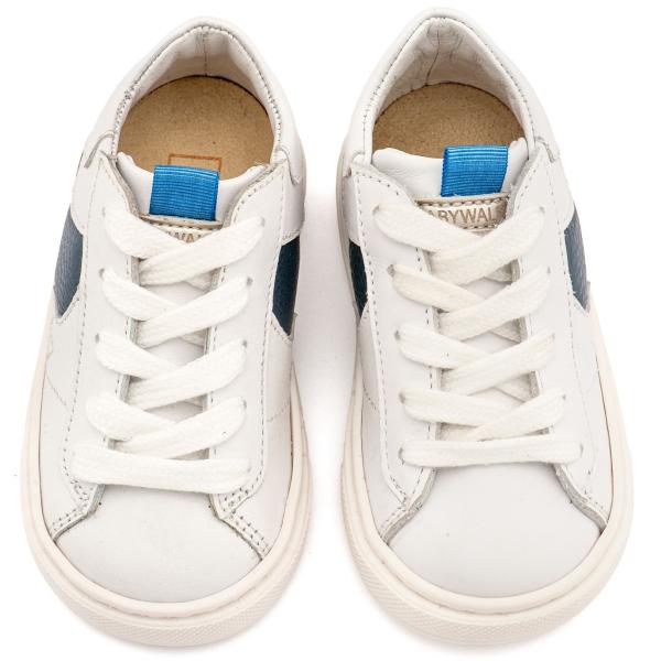 Βαπτιστικά Δερμάτινα Sneakers BABYWALKER Λευκό-Μπλε EXC8001