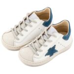Βαπτιστικά Δερμάτινα Sneakers BABYWALKER Λευκό-Μπλε ρουά-Γκρι EXC5315