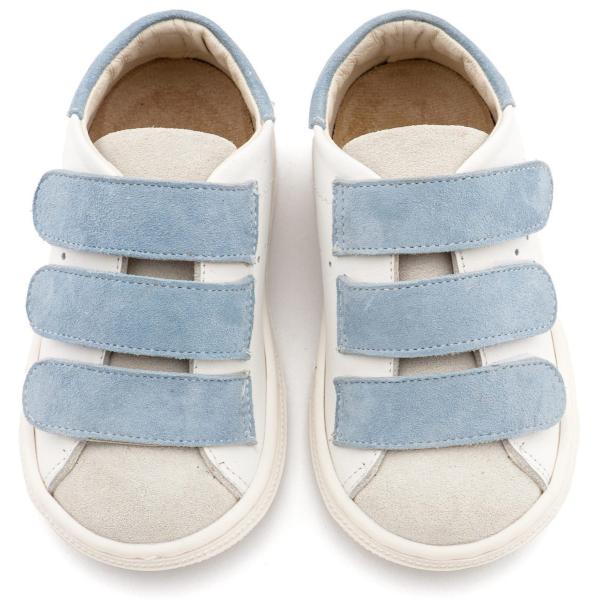 Παπούτσια Βαπτιστικά Δερμάτινα Sneakers Αγκαλιάς BABYWALKER Λευκό-Σιέλ BS3096