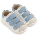 Παπούτσια Βαπτιστικά Δερμάτινα Sneakers Αγκαλιάς BABYWALKER Λευκό-Σιέλ BS3096
