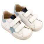 Βαπτιστικά Δερμάτινα Sneakers BABYWALKER Λευκό-Σιέλ EXC5316