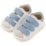 Παπούτσια Βαπτιστικά Δερμάτινα Sneakers Αγκαλιάς BABYWALKER Λευκό-Σιέλ BS3096